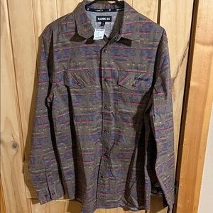 RANK 45 Men's Casual Button Down Shirt - Red and Brown